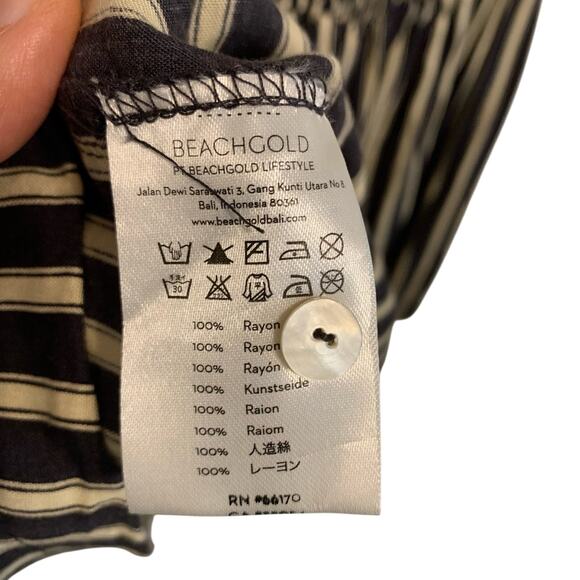 Anthropologie Beach Gold Black and Cream Striped Romper - Picture 9 of 9